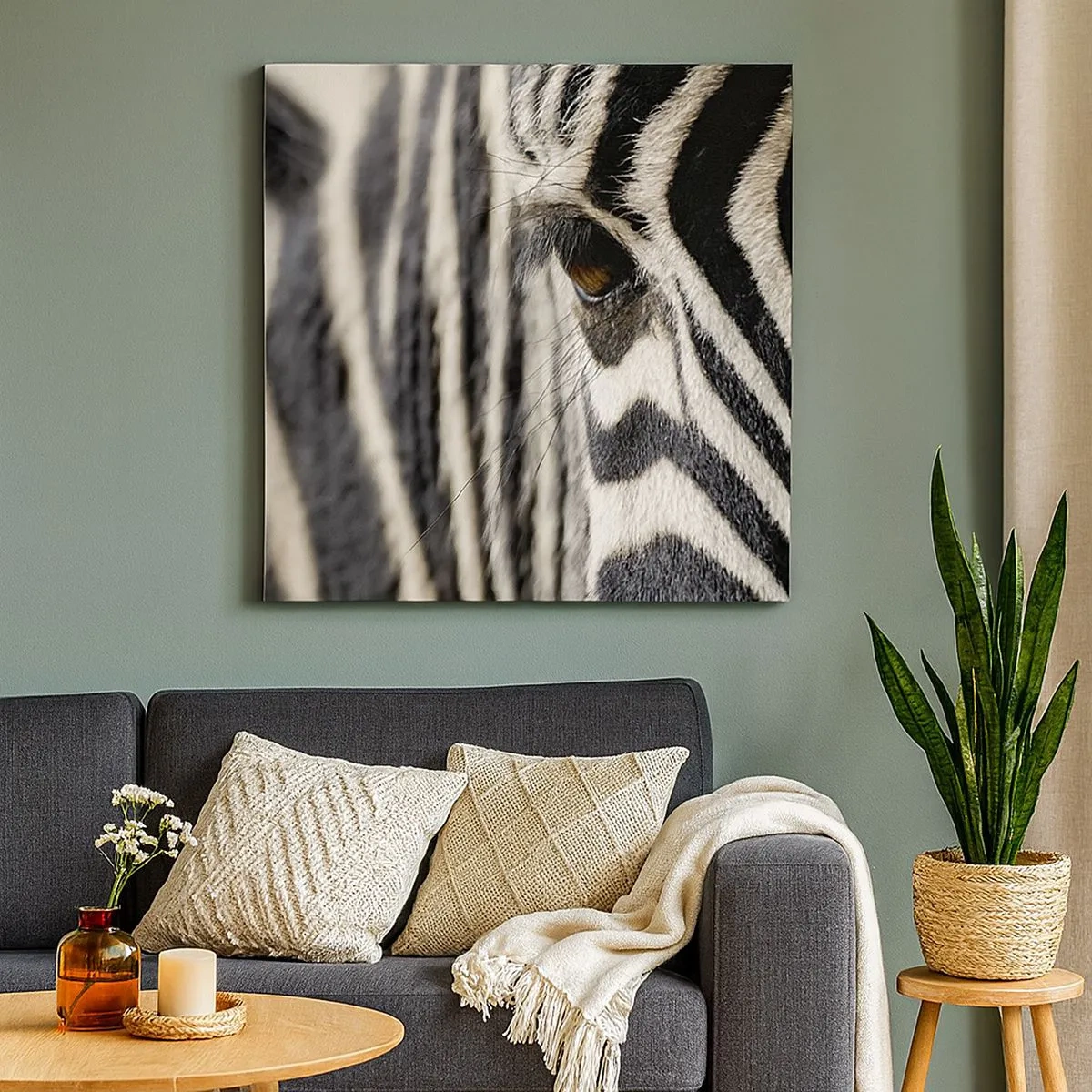 Tablou pe pânză - Portret cu dungi - 30x30 cm