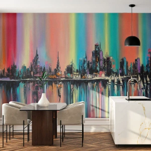 Tapet Premium Sand - Strălucește cu lumina nopții - Oraș, Arhitectură, Râu - 200x140 cm