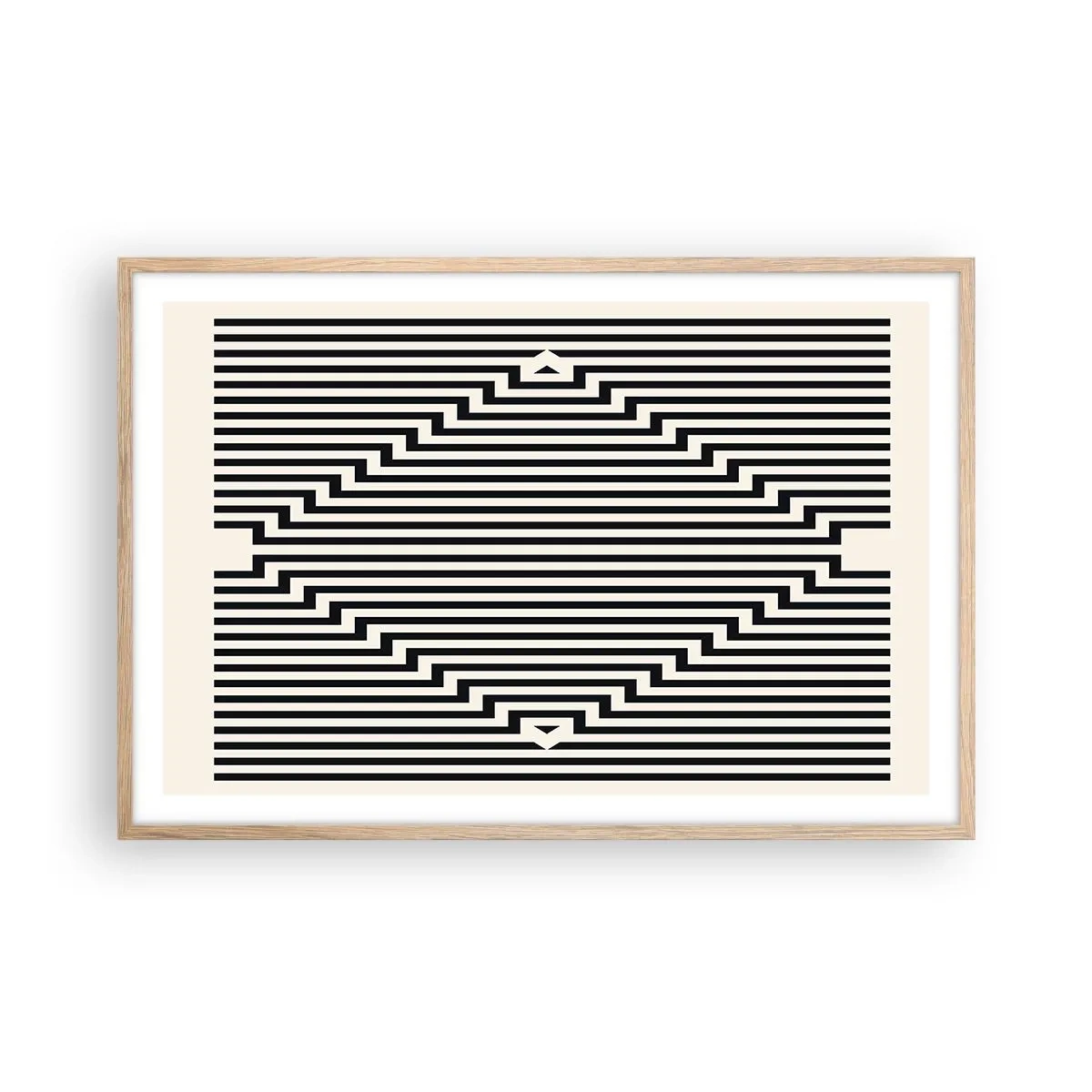 Poster în ramă de stejar deschis - Iluzie geometrică - 91x61 cm