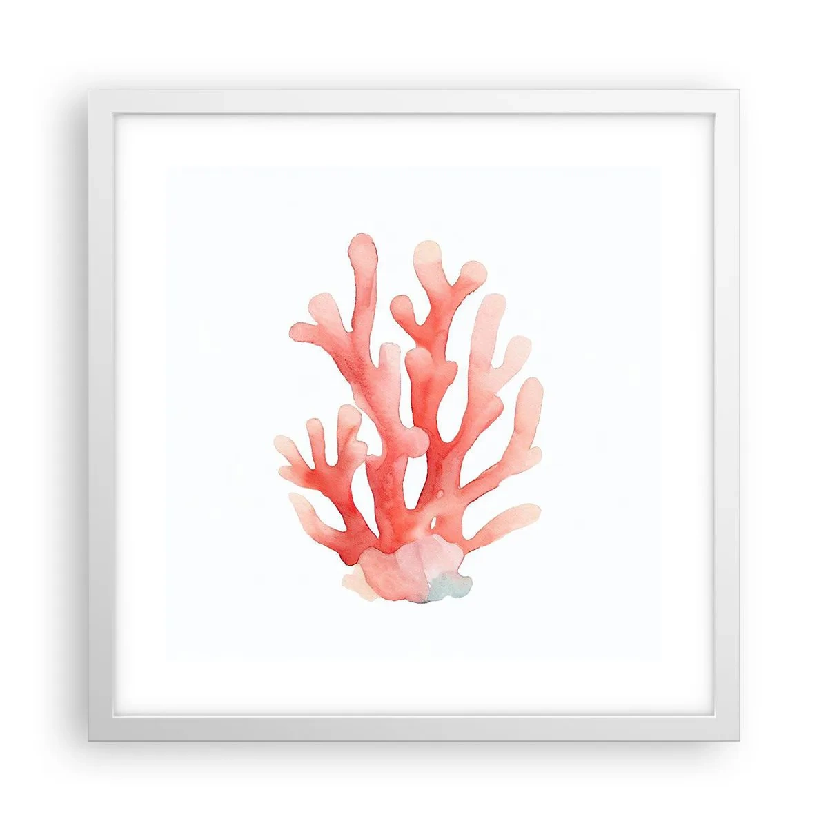 Poster în ramă albă - Culoare de coral - 40x40 cm