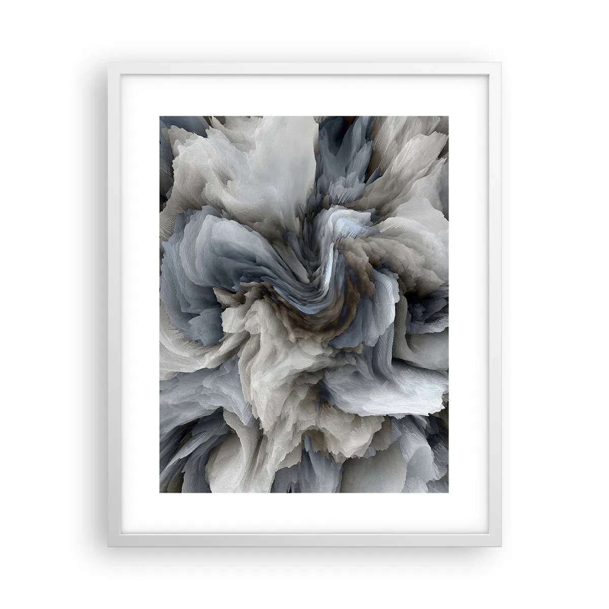 Poster în ramă albă - Piatră și floare - 40x50 cm