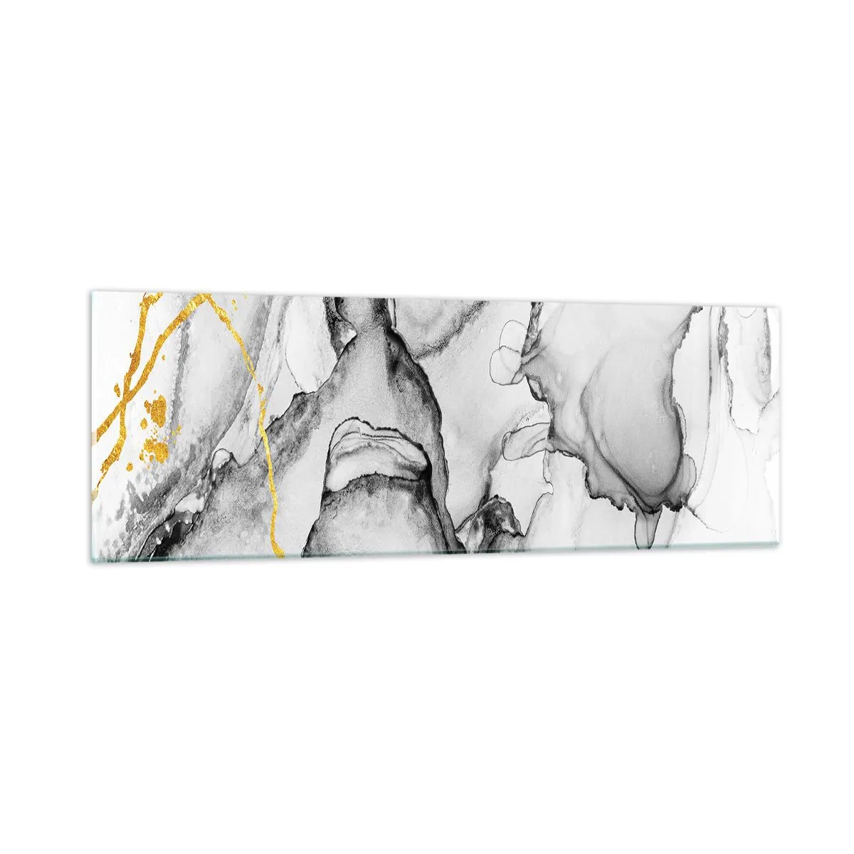 Tablou pe sticlă - Compoziție cu motiv auriu - 90x30 cm