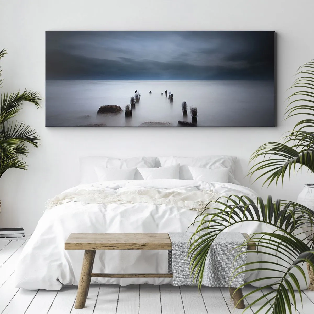 Tablou pe pânză - Un lac în ceața calmă - 100x40 cm
