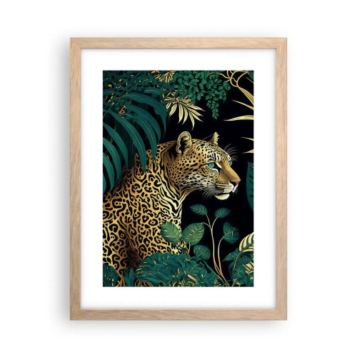 Poster în ramă de stejar deschis - Domnitorul junglei - 30x40 cm