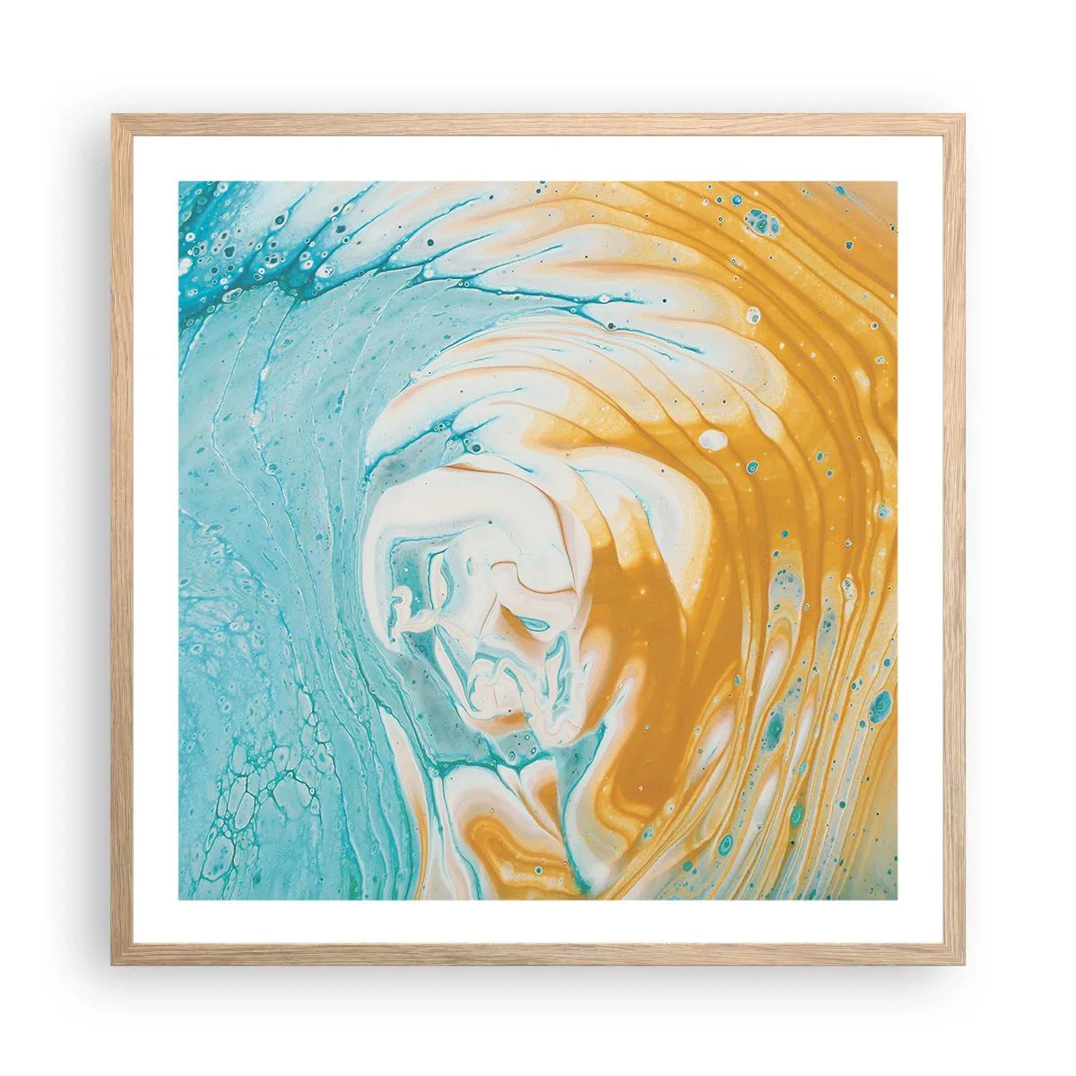 Poster în ramă de stejar deschis - Vârtej de pastel - 60x60 cm