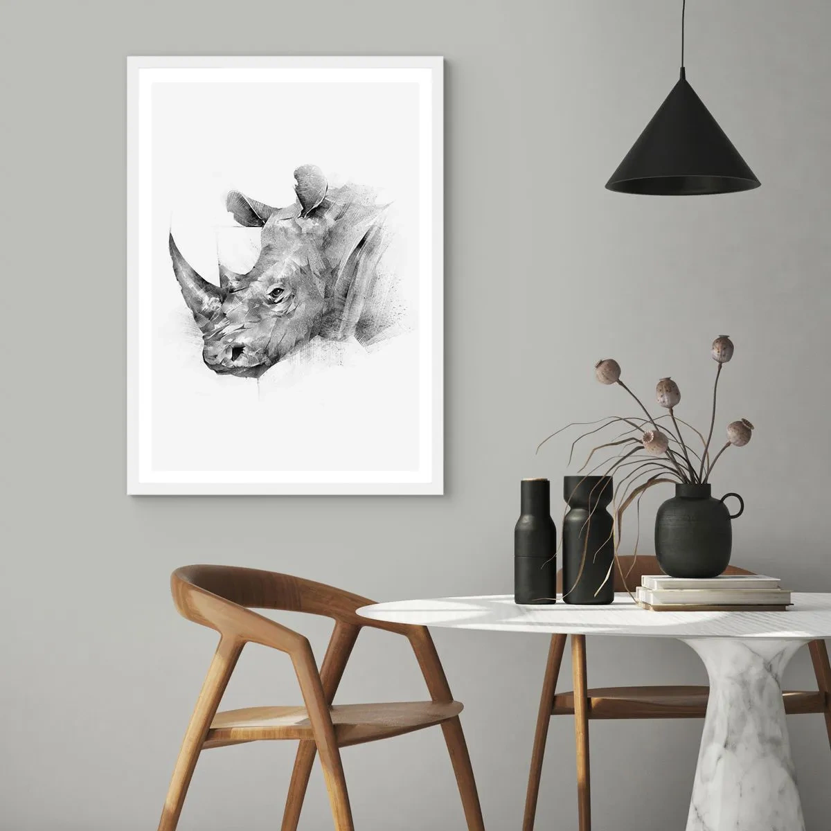 Poster în ramă albă - Portret african - 61x91 cm