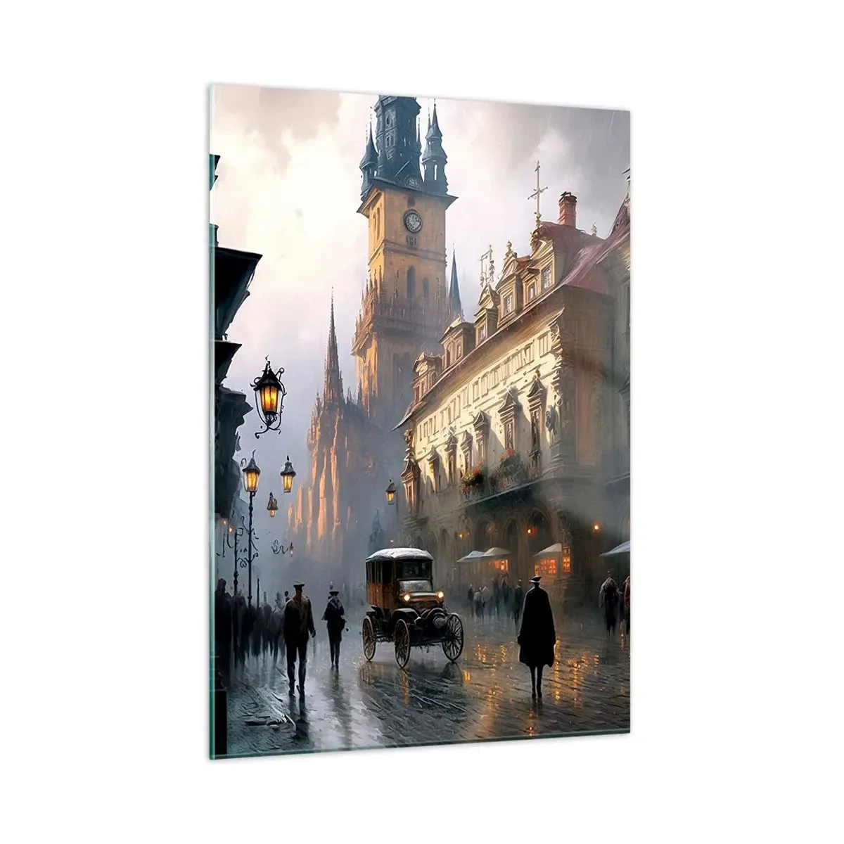 Tablou pe sticlă - Magia unei seri la Praga - 50x70 cm