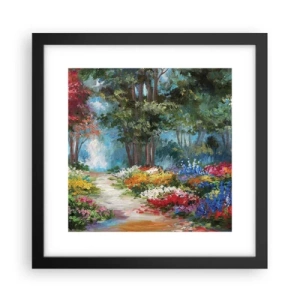 Poster în ramă neagră - Grădină de pădure, pădure de flori - 30x30 cm