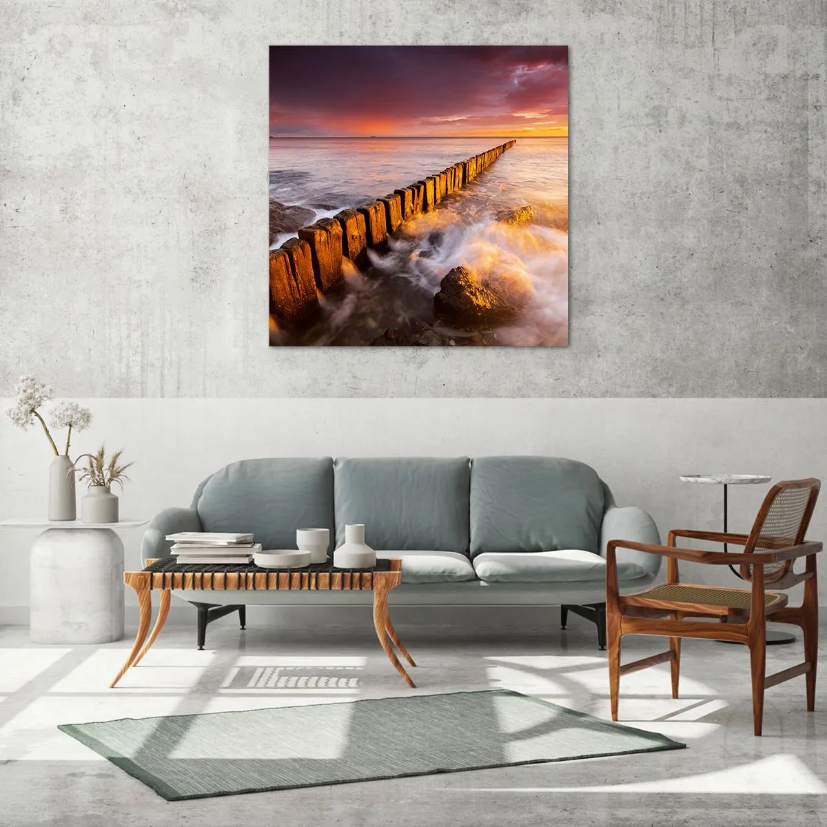 Tablou pe sticlă - Blândețea valurilor - 70x70 cm