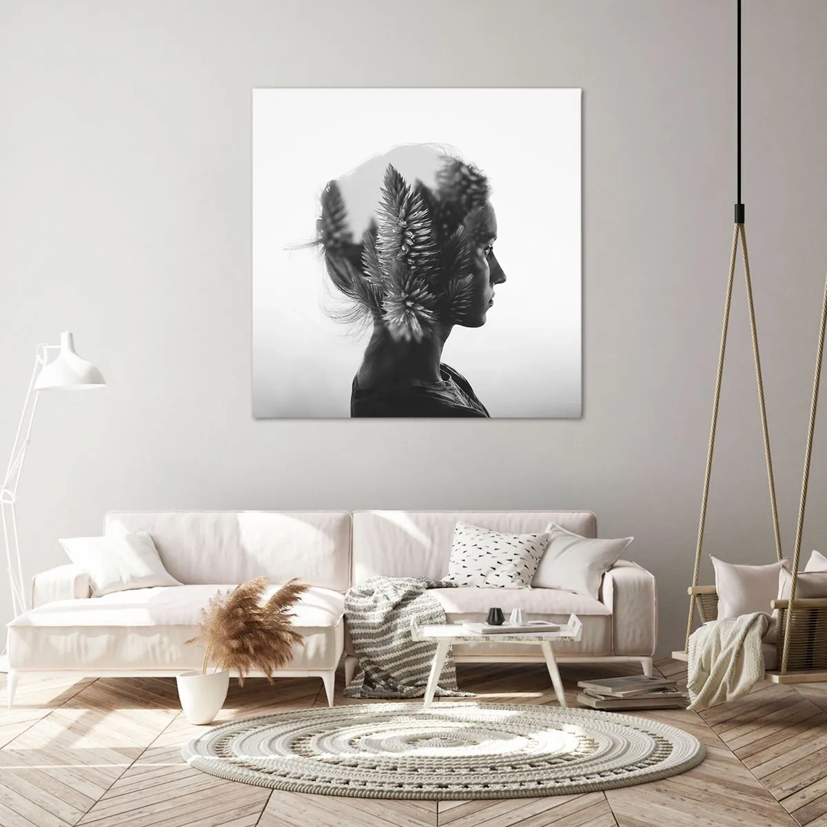 Tablou pe pânză - Doamna din pădurea de pini - 70x70 cm