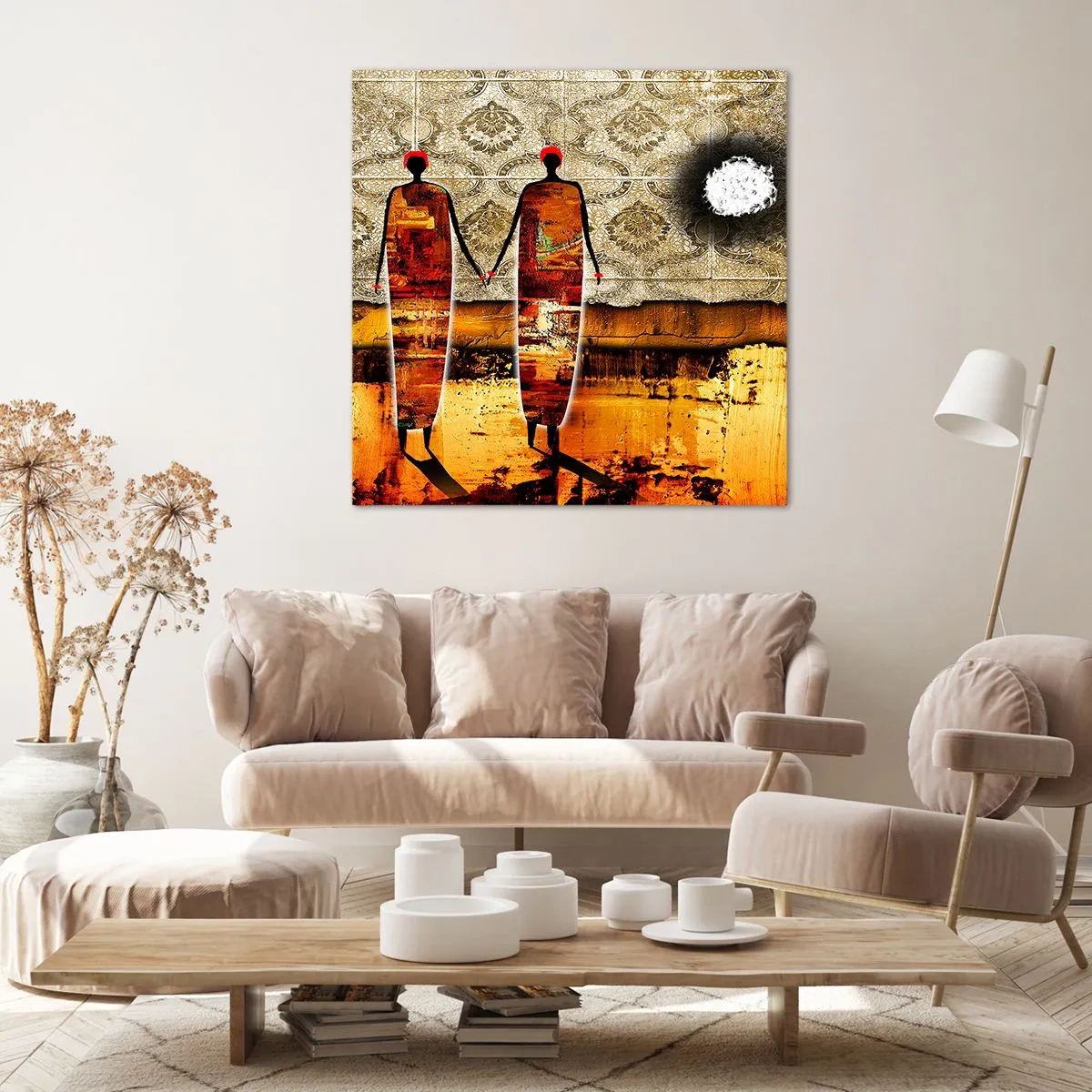 Tablou pe pânză - Compoziție etnică în culorile Africii - 40x40 cm