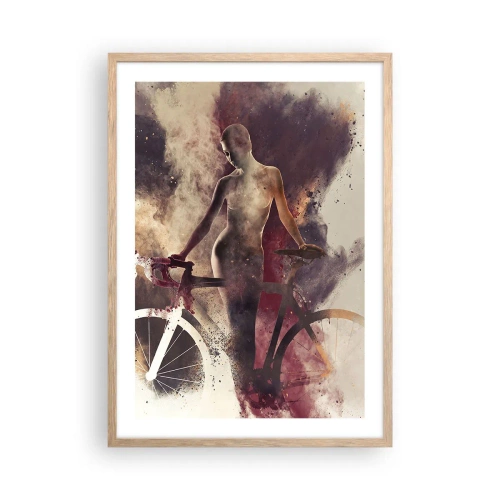 Poster în ramă de stejar deschis - În forme de marmură sufletul ciclist - 50x70 cm