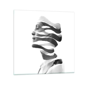 Tablou pe sticlă - Un portret suprarealist - 30x30 cm