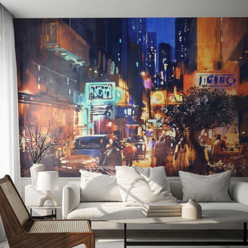 Tapet Premium Canvas - Iar orașul nu doarme - Oraș, oameni, Arhitectură - 200x140 cm