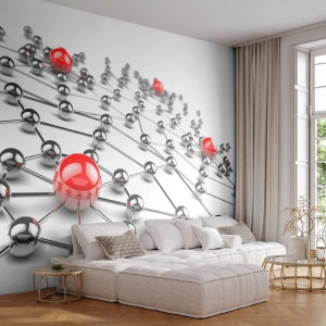 Tapet Autoadeziv Deluxe Sticker - Plasă de argint - Abstracția, Bile metalice, 3D - 450x315 cm