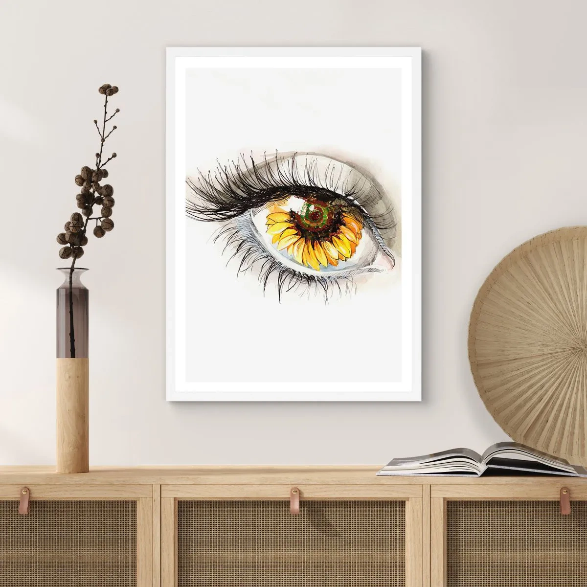 Poster în ramă albă - O privire la fel de fierbinte ca vara - 50x70 cm