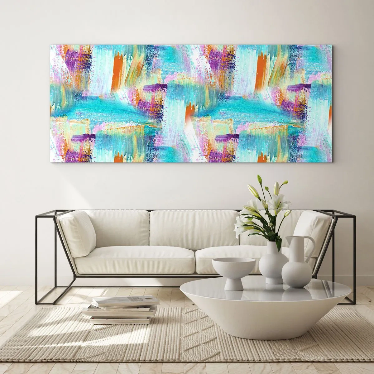 Tablou pe sticlă - Mâzgălire veselă - 160x50 cm