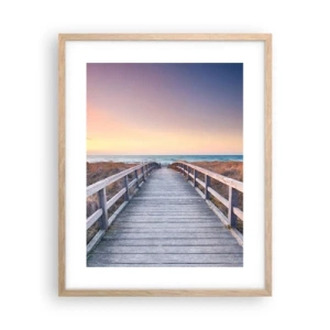 Poster în ramă de stejar deschis - Aurora baltică de seară - 40x50 cm