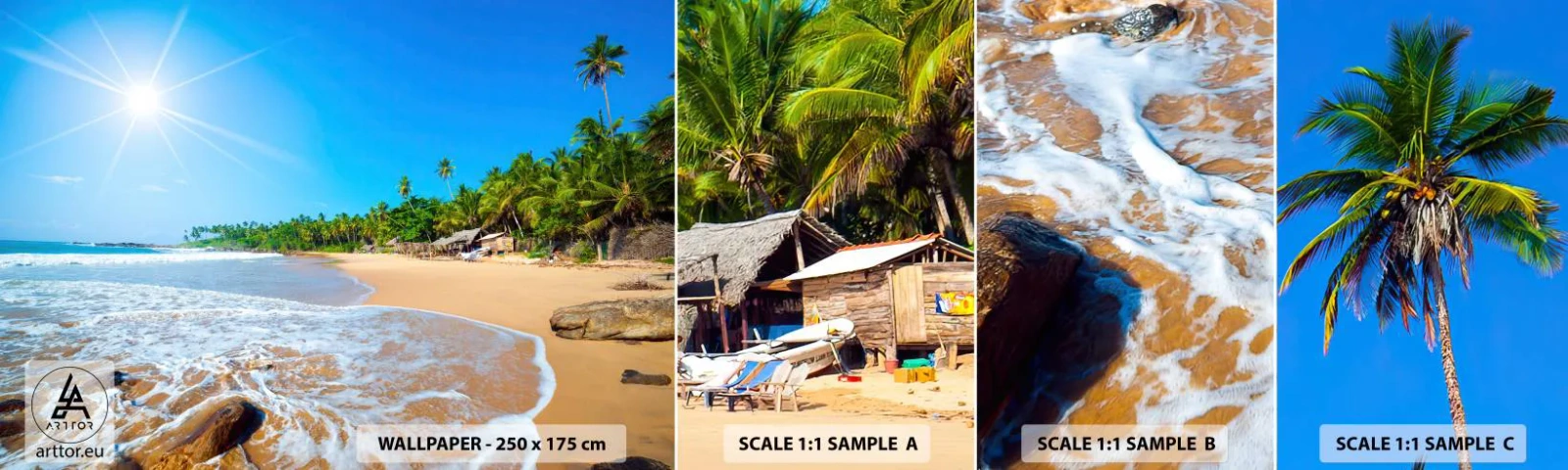 Mostră de Tapet Standard Eco - Un loc exotic pentru tine - Peisaj, Mare, Plaja Paradisului - 100x30 cm