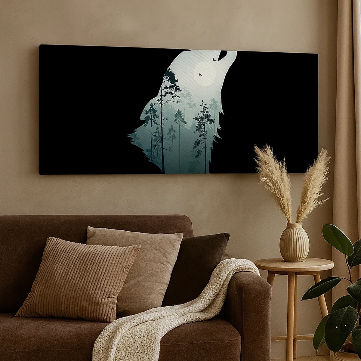 Tablou pe pânză - O voce în pădure de noapte - 30x30 cm