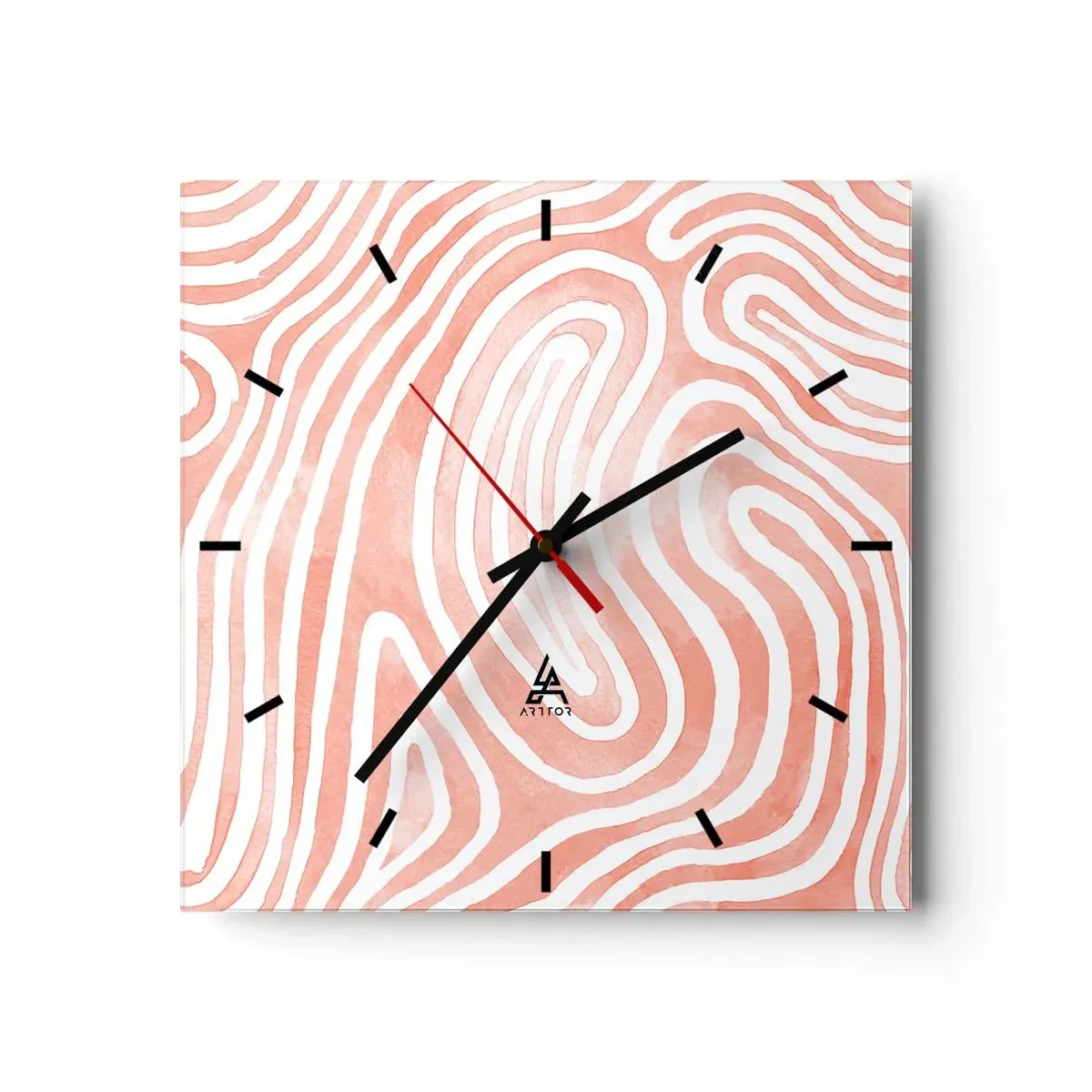 Ceas de perete - Ceas pe sticlă - Într-un labirint de coral - 40x40 cm