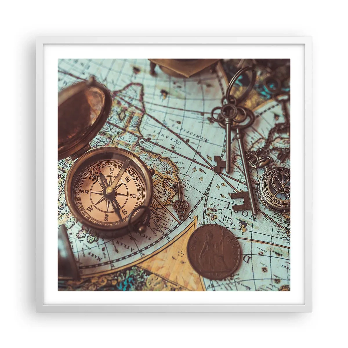 Poster în ramă albă - Pentru aventurierul din tine - 60x60 cm