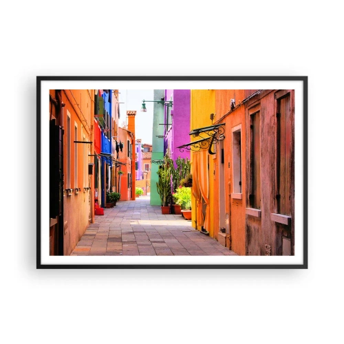 Poster în ramă neagră - Aleea curcubeului - 100x70 cm
