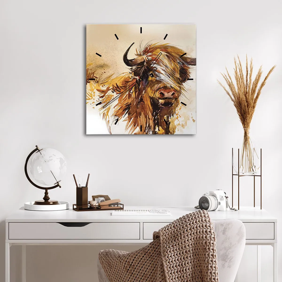 Ceas de perete - Ceas pe sticlă - Mândria vânătorului - 30x30 cm