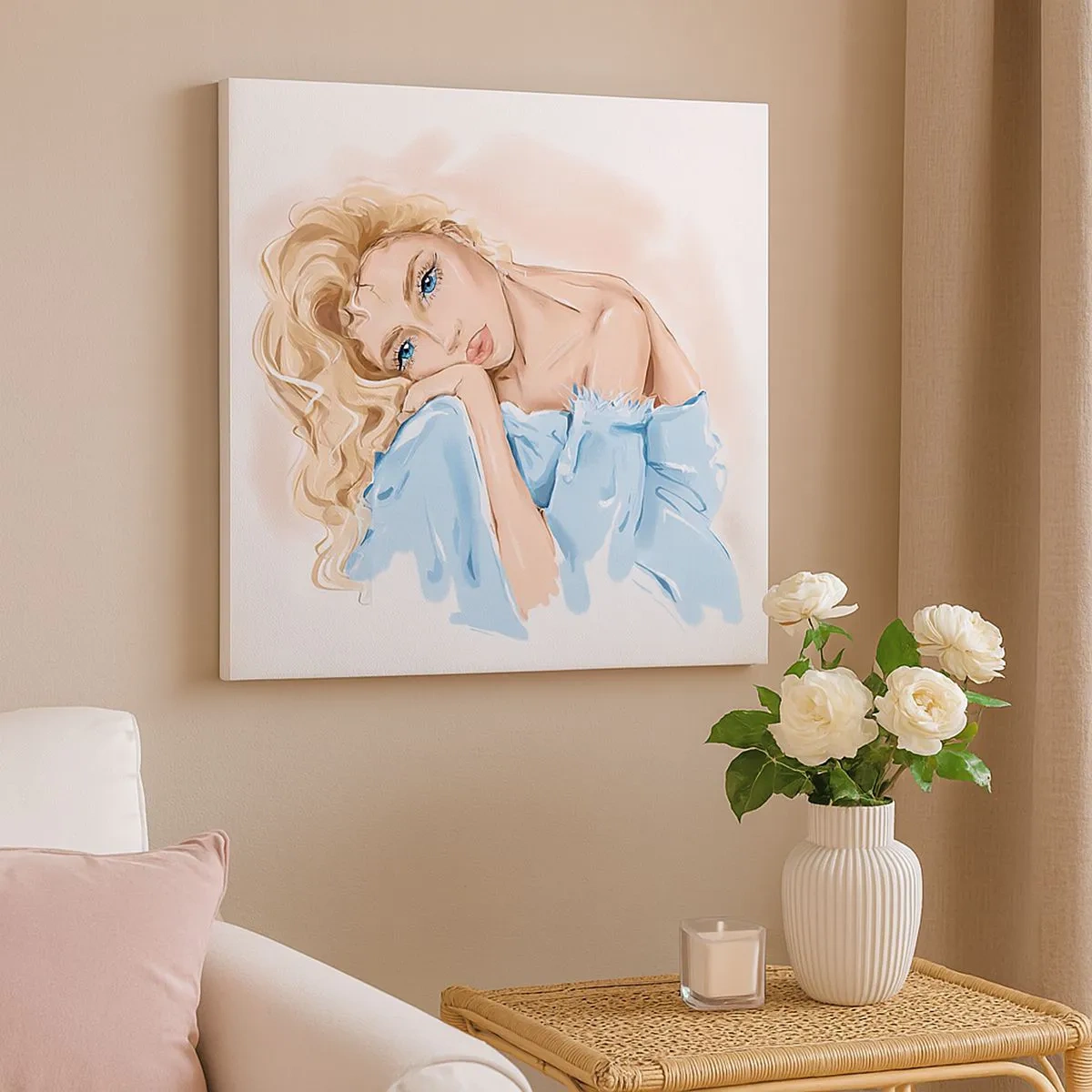 Tablou pe pânză - Scufundată în vis albastru - 30x30 cm