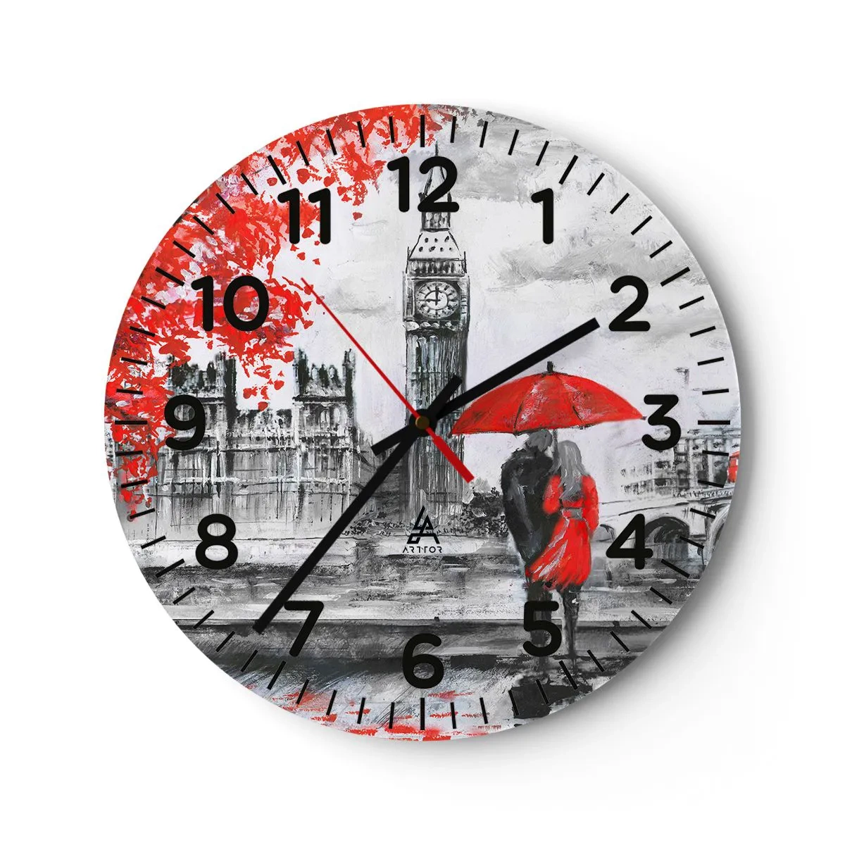 Ceas de perete - Ceas pe sticlă - Îndrăgostit de Londra - 30x30 cm