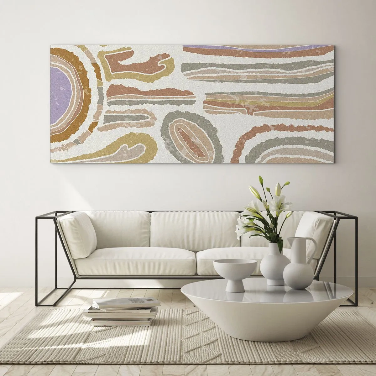 Tablou pe sticlă - Secțiuni colorate - 160x50 cm