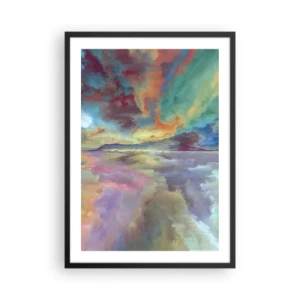 Poster în ramă neagră - Cer colorat în interpretare artistică - 50x70cm - Două ceruri - Decorațiune modernă pentru perete pentru living și dormitor ARTTOR