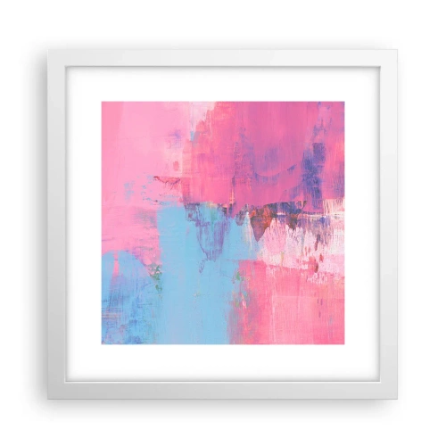 Poster în ramă albă - Roz, albastru și un strop de lumină - 30x30 cm