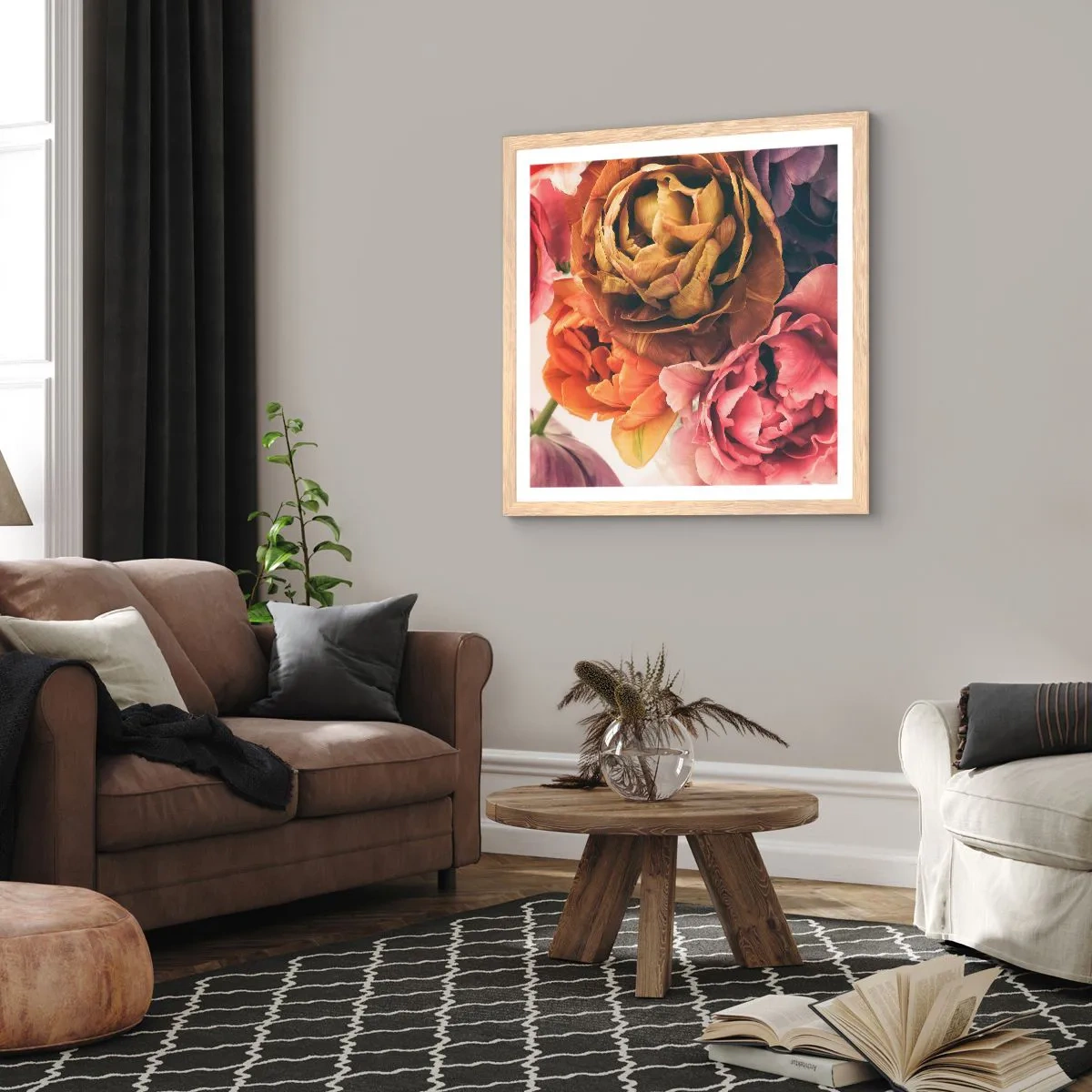 Poster în ramă de stejar deschis - Sărbătorirea vieții - 30x30 cm