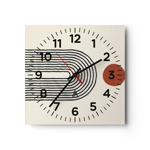 Ceas de perete - Ceas pe sticlă - Magnetismul formelor și al culorilor - 30x30 cm