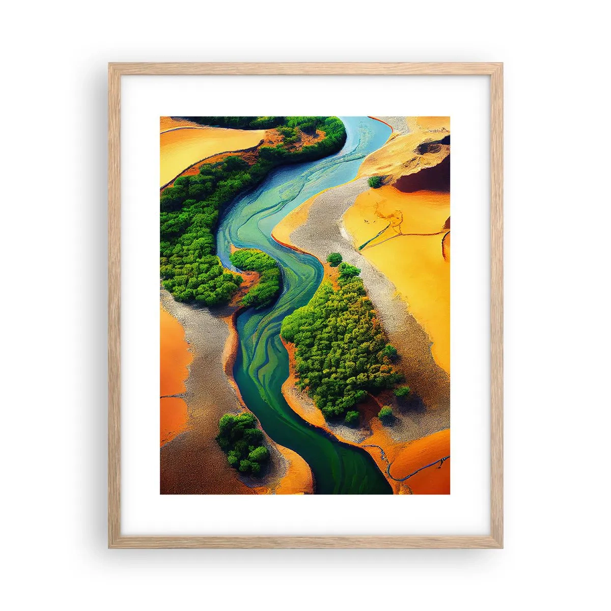 Poster în ramă de stejar deschis - Râul care dă viață - 40x50 cm