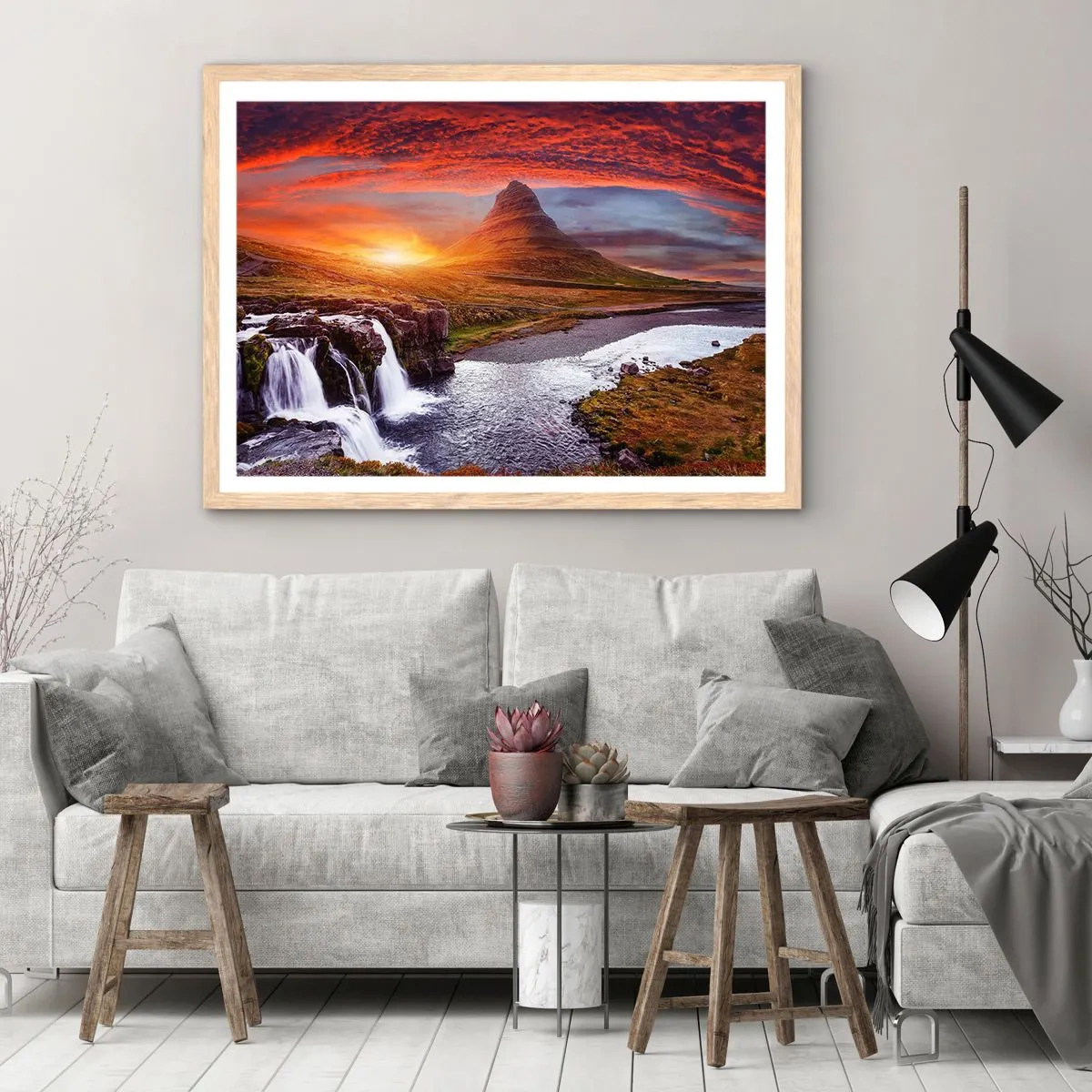 Poster în ramă de stejar deschis - Imaginea Pământului de Mijloc - 70x50 cm