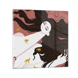 Tablou pe sticlă - Visul despre calul de aur - 70x70 cm