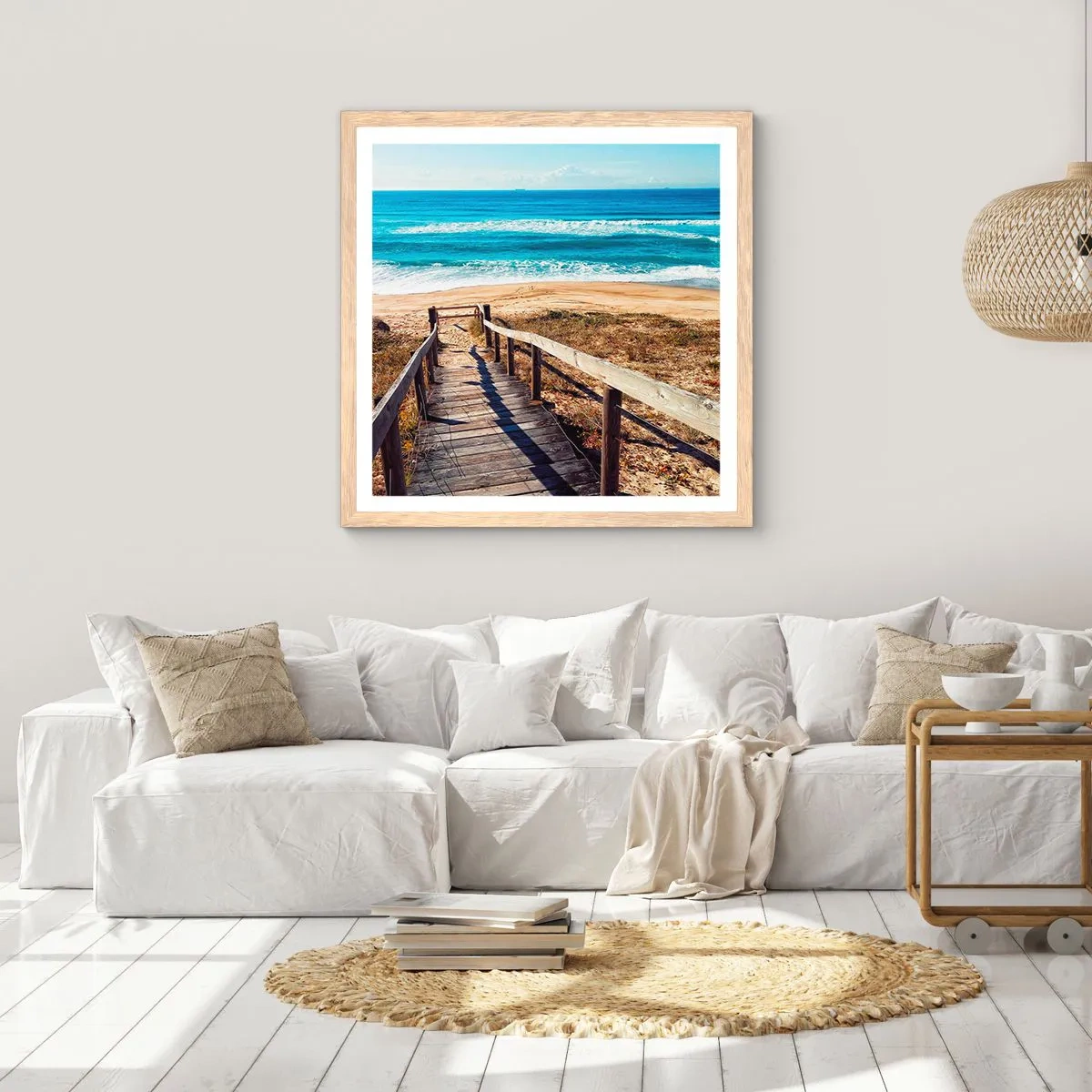 Poster în ramă de stejar deschis - Aleargă! - 40x40 cm
