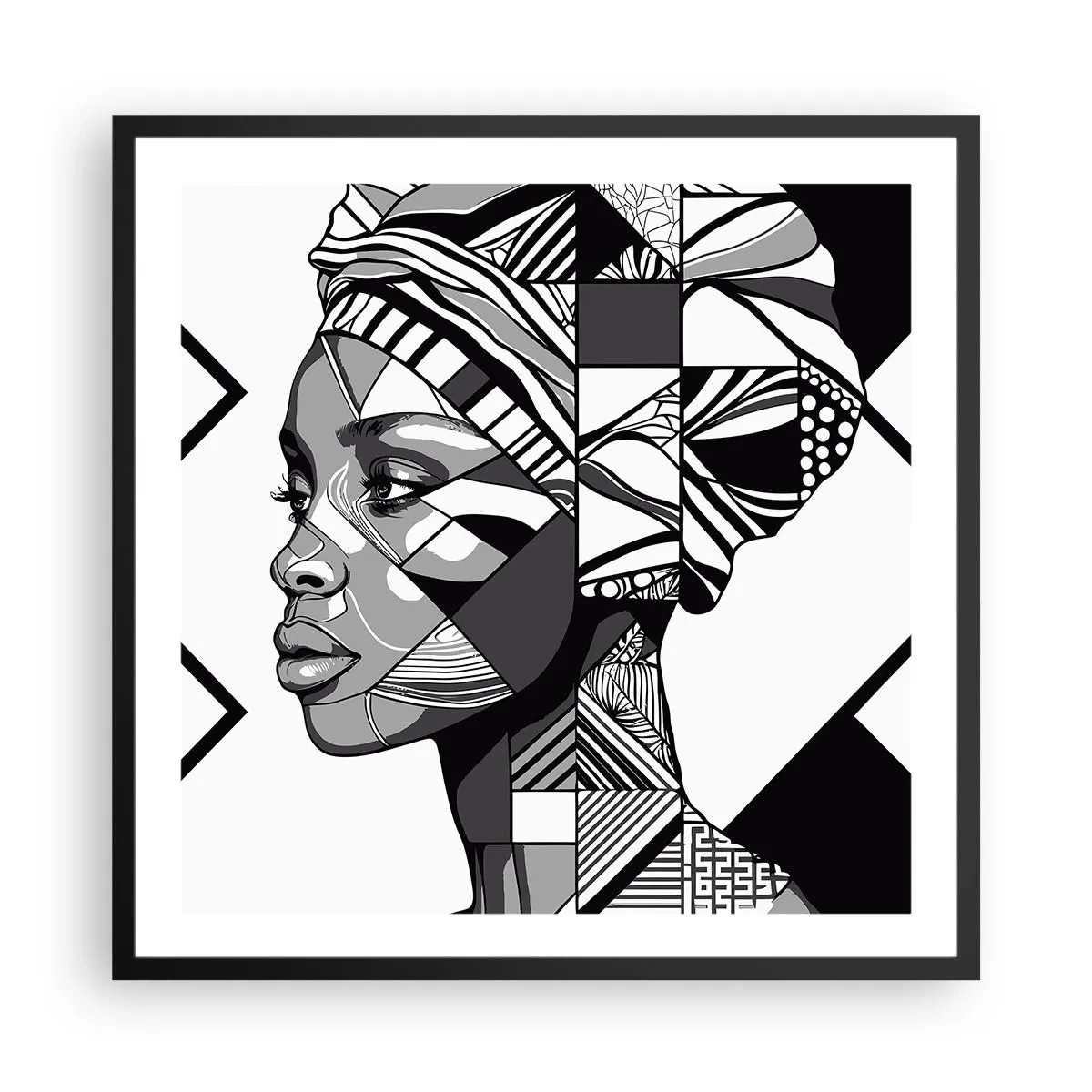 Poster în ramă neagră - Portret etnic - 60x60 cm