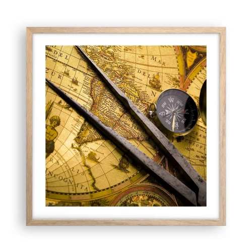 Poster în ramă de stejar deschis - Unde sunt aceste comori? - 50x50 cm