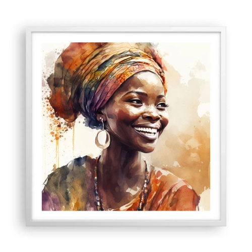 Poster în ramă albă - Regina africană - 60x60 cm