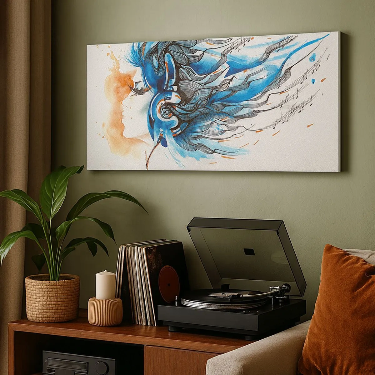 Tablou pe pânză - Lasă muzica să curgă - 100x40 cm