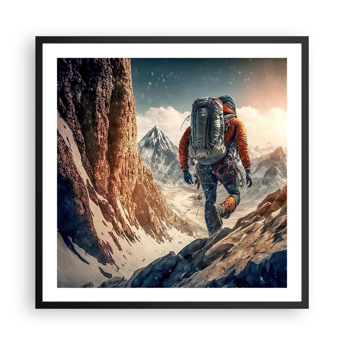 Poster în ramă neagră - Războinic singuratic - 60x60 cm