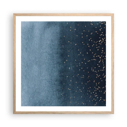 Poster în ramă de stejar deschis - Compoziție - faze albastre - 60x60 cm