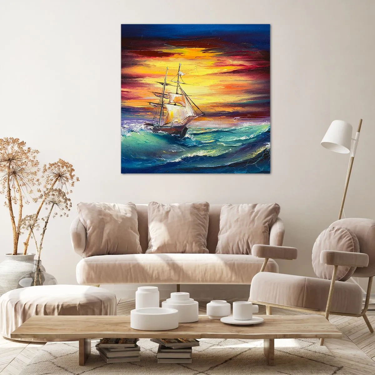 Tablou pe pânză - Înfruntând valurile - 70x70 cm