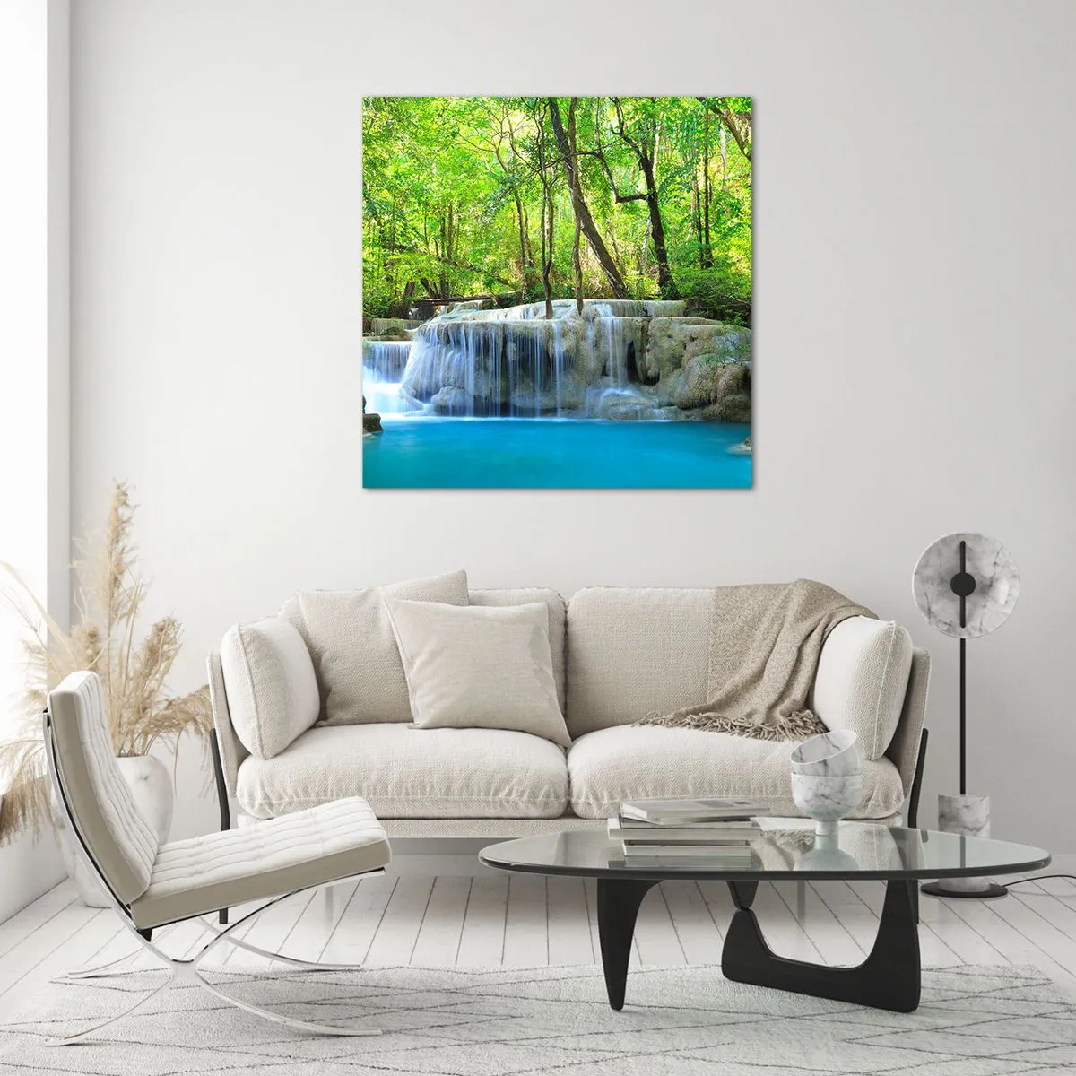 Tablou pe sticlă - Scufundat în turcoaz și verde - 50x50 cm