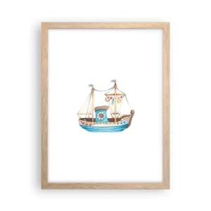 Poster în ramă de stejar deschis - Ahoy aventura! - 30x40 cm