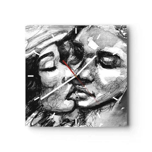 Ceas de perete - Ceas pe sticlă - Un moment de tandrețe - 30x30 cm