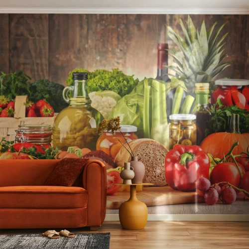Tapet Premium Canvas - Afumate, prăjite, marinate - Gastronomie, Legume, Fructe - 250x175 cm